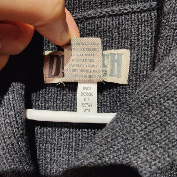 Duluth Mens Sz L Infantry Grey Ribbed Shawl Collar Sweater Thick Heavy Wool - Picture 4 of 5